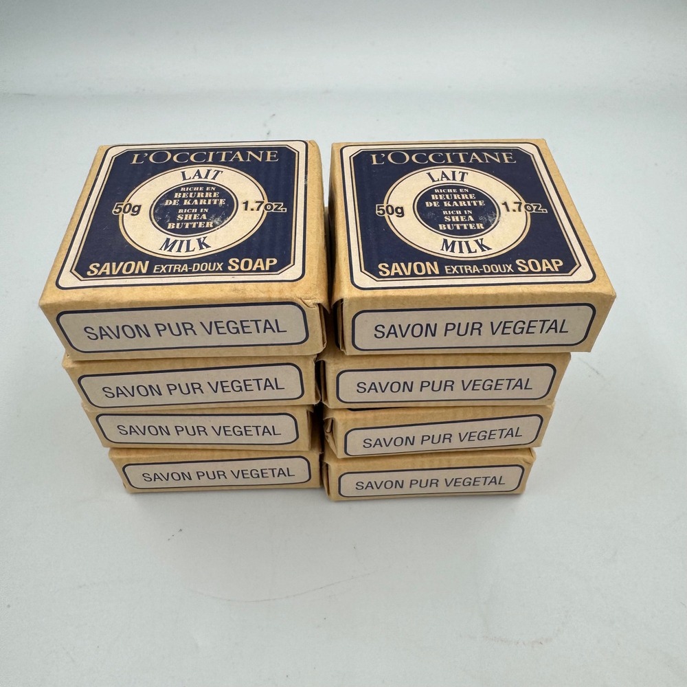 L'Occitane Milk Soap Bar Women Shea Butter 8 Pack NEW